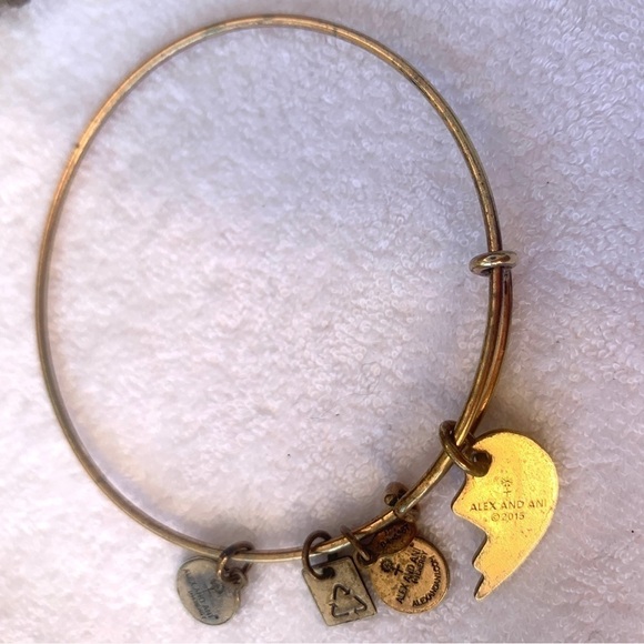 Alex and Ani Best Friends Charm Bracelet-Gold Finish Expands 2”-3.5” - Picture 4 of 4